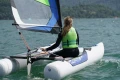 Laura Dekker żegluje katamaranem pompowanym Minicat Guppy
