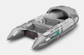 Ponton Gladiator Active C370AL szaro-ciemnoszary – ujęcie z tyłu pod skosem, kokpit, ławki oraz pawęż pod silnik