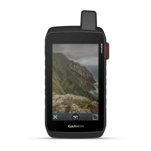 Garmin Montana 760i – widok z przodu, ekran z podglądem aparatu i krajobrazem