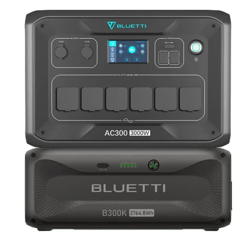 Stacja zasilania Bluetti AC 300 z modułem baterii B300K - widok z przodu