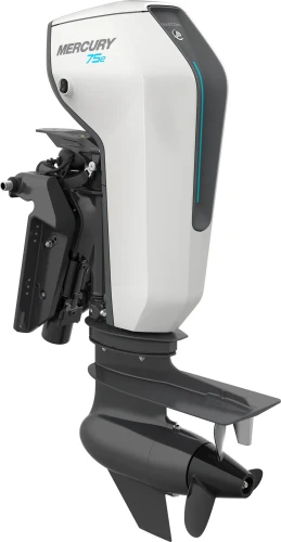Mercury Avator 75e 7,5 kW 48V – silnik elektryczny zaburtowy, ujęcie 3/4 z tyłu, detale mocowania pawęży