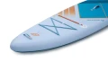 Gladiator Elite 11’6 deska SUP – zbliżenie przodu: system bagażowy (bungee) i uchwyt transportowy