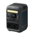 Anker SOLIX C300X AC 288Wh 300W – stacja zasilania 2×230V, ujęcie 3/4 z przodu z panelem i gniazdami Schuko