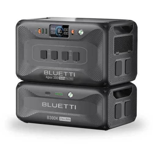 zestaw BLUETTI Apex 300 z baterią rozszerzającą B300K widok frontowy