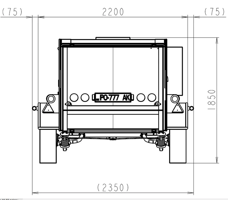 Bushcamp Cargo – wymiary 2200 × 1850 mm (widok tył)