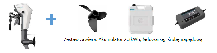 Grafika - zestaw silnik Mercury Avator 35e rumpel, śruba, bateria i ładowarka